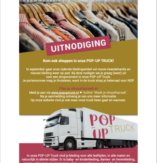 De najaarstour van de POP-UP TRUCK is van start.